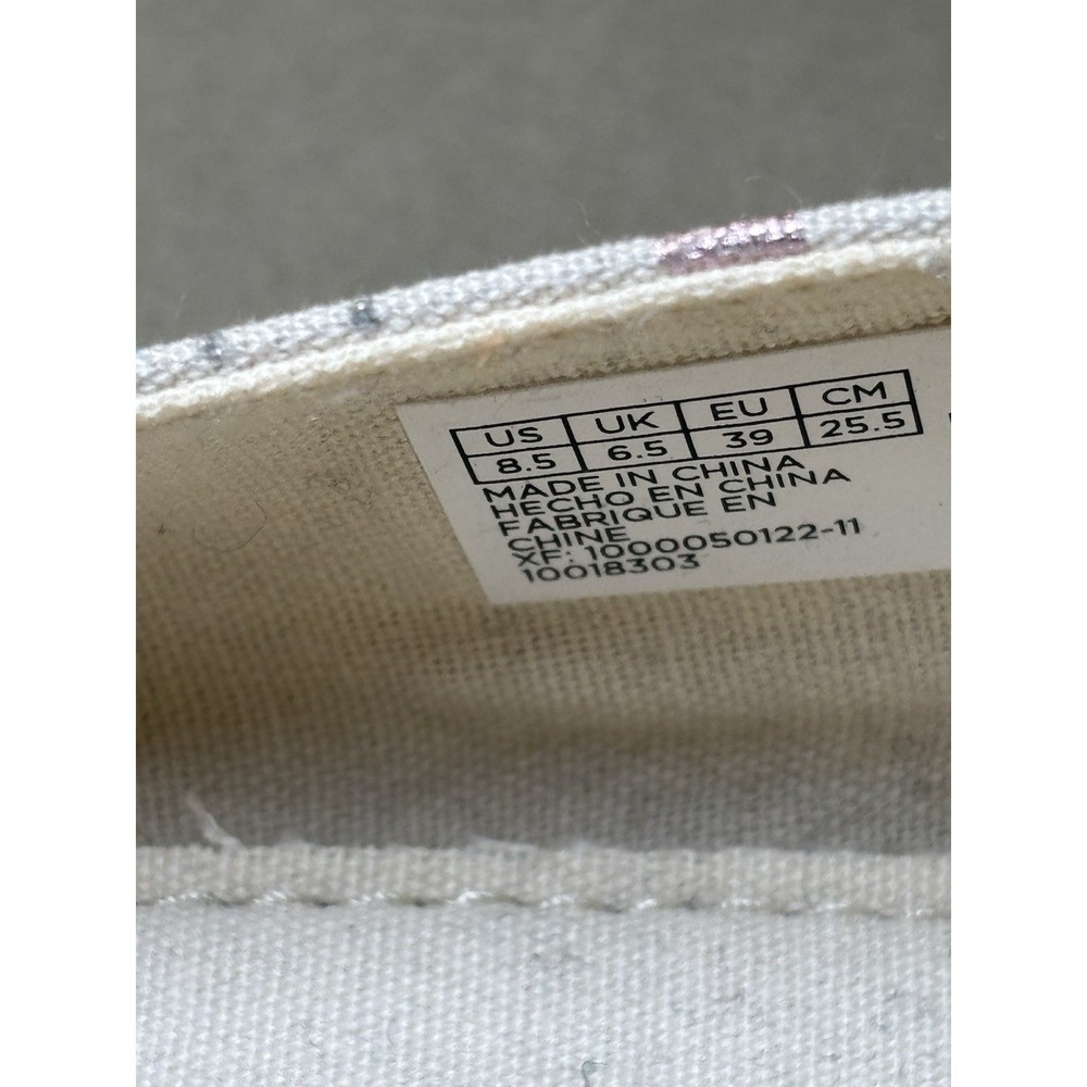 TOMS Classic Slip On Canvas Shoes Womens 8.5 Beige Multicolor Dot  Comfort - Picture 2 of 3